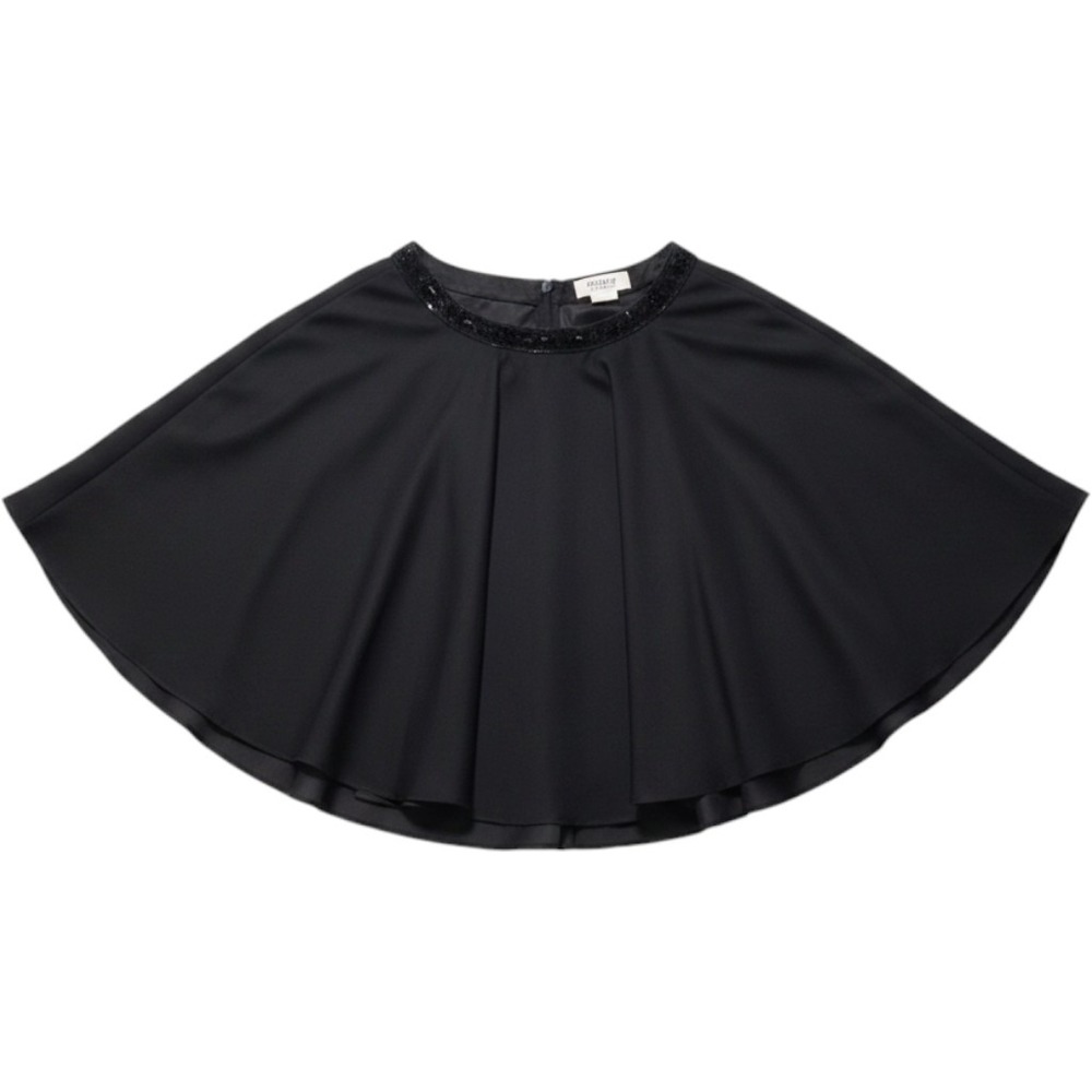 Sherri Hill Black Chiffon Beaded Waistband Circle Flare Mini Skirt Skater Goth